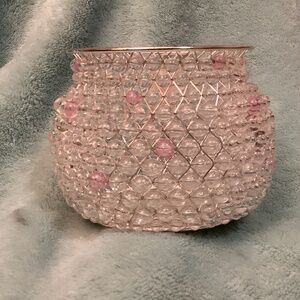 Bath & Body Works Pink and Clear Beaded Decorative Basket